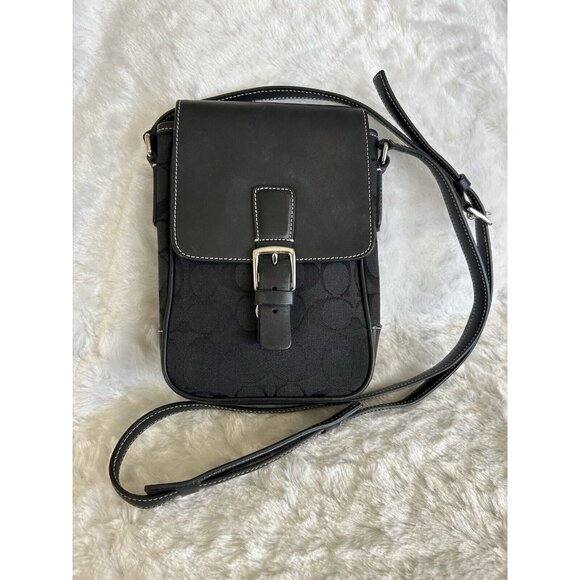 Y2K Coach Black Shoulder Bag Crossbody Swingpack Signature L0R-6098 CLEAN! - Picture 1 of 14